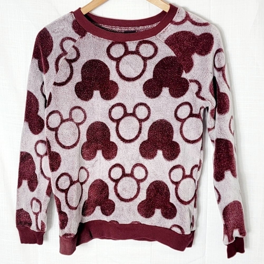 Disney Mickey Mouse Print Soft Fleece Women's Pullover Sweatshirt Size S